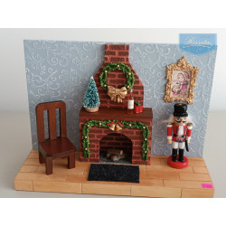 Diorama navideño con chimenea